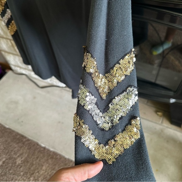 Fashionomics black dolman long sleeve top sequins medium - Picture 5 of 8